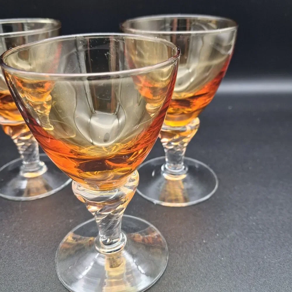 Liquor Cocktail Lisa Amber Glasses By George Borgfeldt 3 1/4